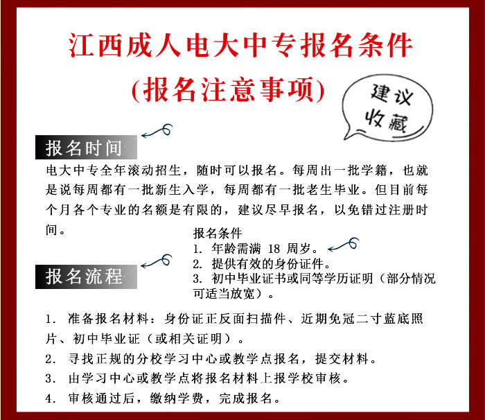 江西成人電大中專報名條件